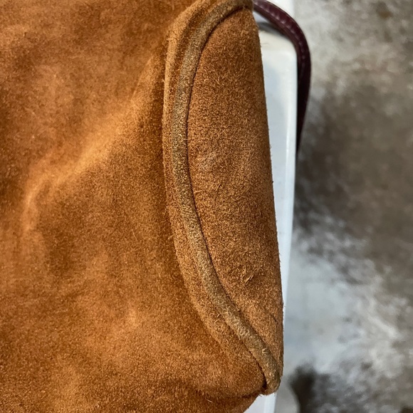 Free People Soren Bucket Bag, Brown Sienna Suede Crossbody Strap - Picture 7 of 16